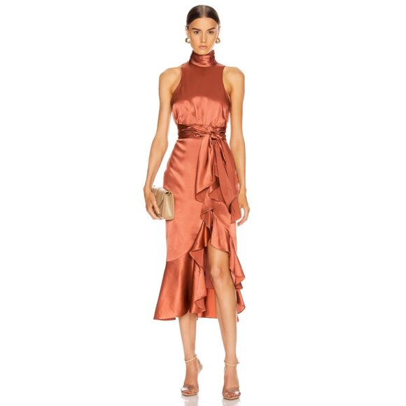 Cinq à Sept Winona Silk Dress Size 8 Bow Ruffled Hem - Picture 5 of 12